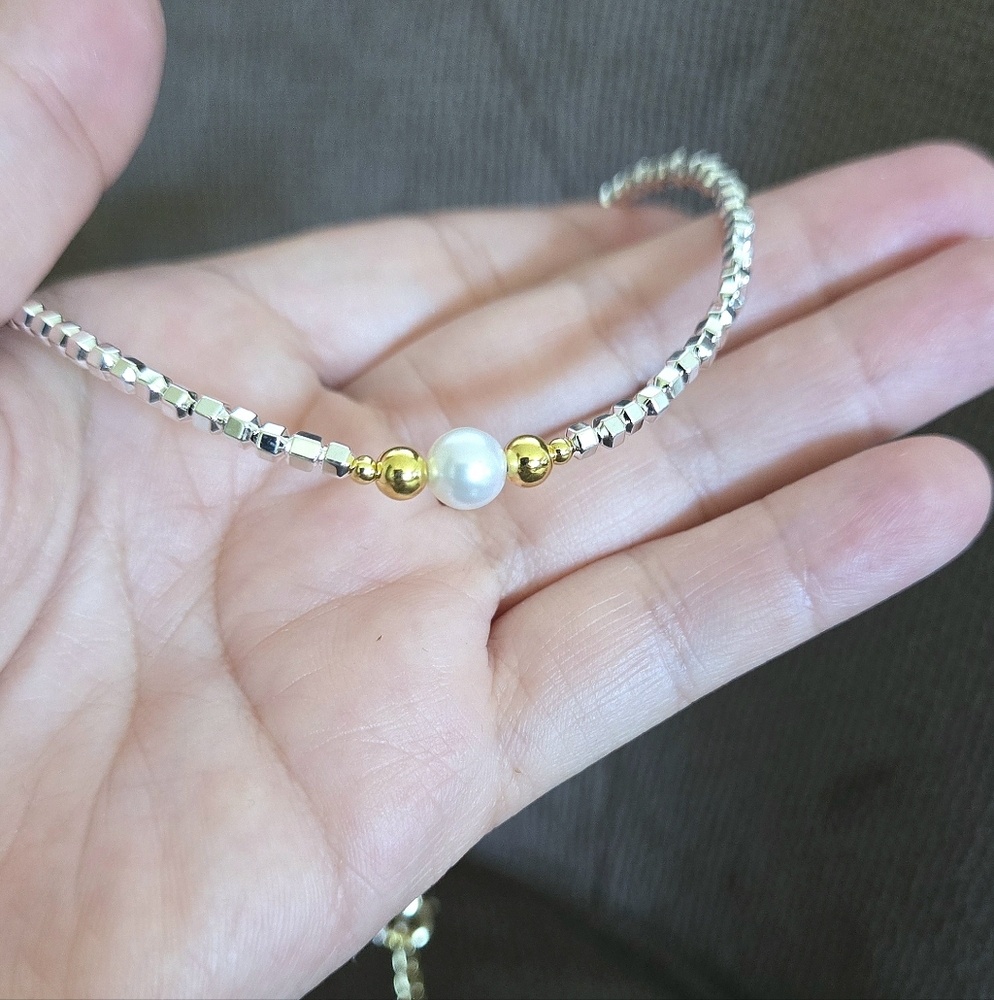 Iris & Lily Freshwater Pearl and Silver🤍 Blocks Necklace- NWT - Picture 3 of 16